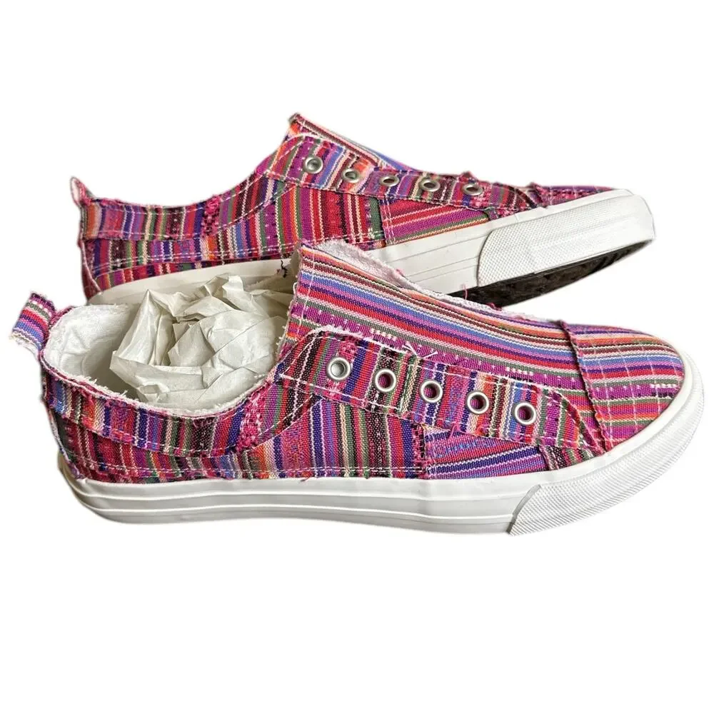 Gypsy Jazz Shoes Womens 10‎ Pink Striped Multicolor Pull-on Pedra Sneakers NEW
